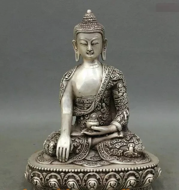 

Estatua de Buda Vajra y campana Vajrasattva Dorje Sempa, bronce plateado, tibetano, China, 14cm, envío gratis