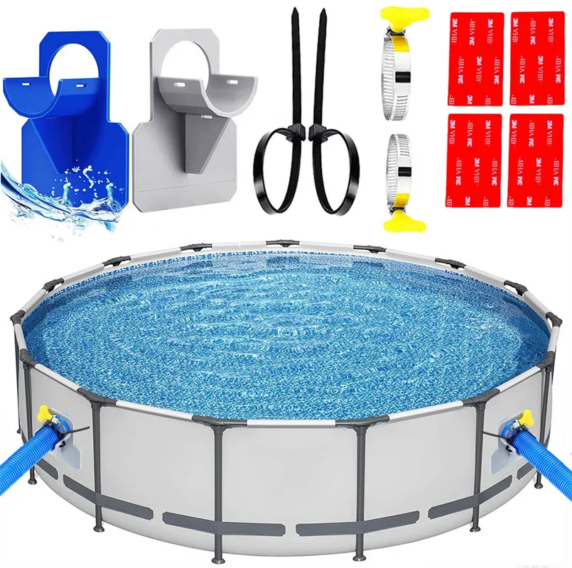 Swimming Pool Pipe Holder Self-adhesive Mount Supports Pipes for Intex Ground Hose Incoming Outlet with Cable Tie / Throat Hoop |
