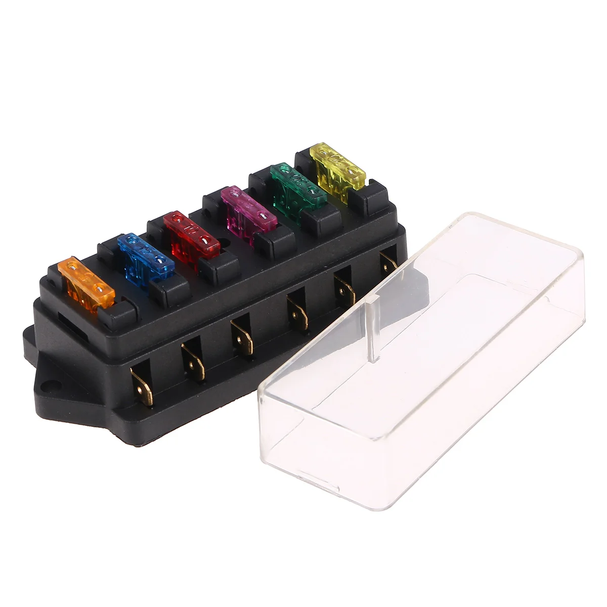 

1 Set 6 Way Fuse Block Black LED Illuminated Fuse Box Holder for Car Marine Automotive