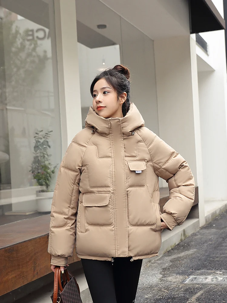 10 Colors Available Women Winter Jacket Hooded Solid Oversized Korean Style Warm Thicken Female Coat Short Parka