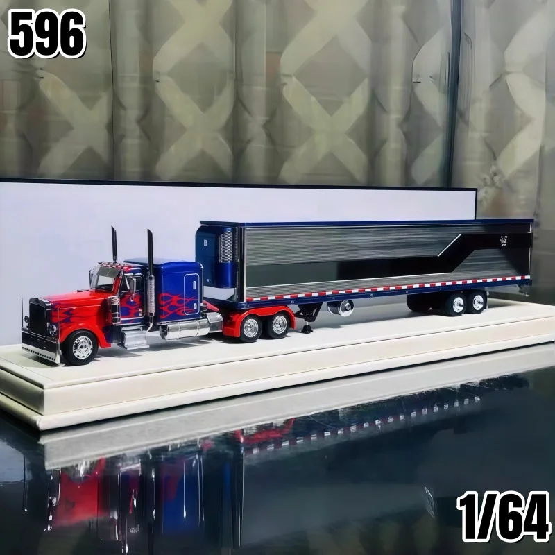 Фото Масштабная модель 1:64, 596ptimus Prime Truck Peter, выставочная серия, литая под давлением статическая миниатюрная машинка из сплава, модная коллекционная игрушка для демонстрации. №1