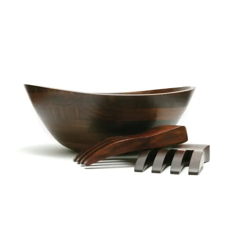 

Matte Finish Wavy Rim Bowl with Salad Hands, Set of 3