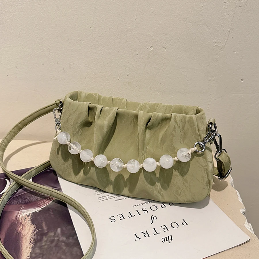 Сумка женская мягкая плиссированная на плечо саквояж большой вместимости с