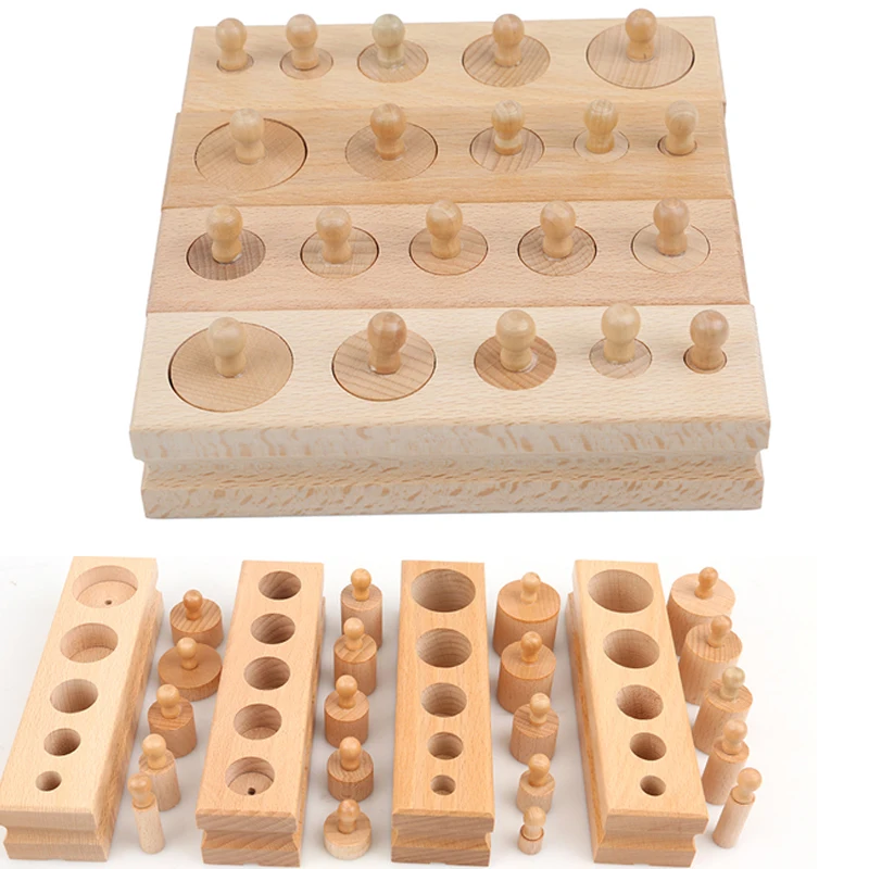 

Montessori Educational Wooden Toys For Children Cylinder Socket Blocks Toy Baby Practice Senses Toys Preschool Educational Toys
