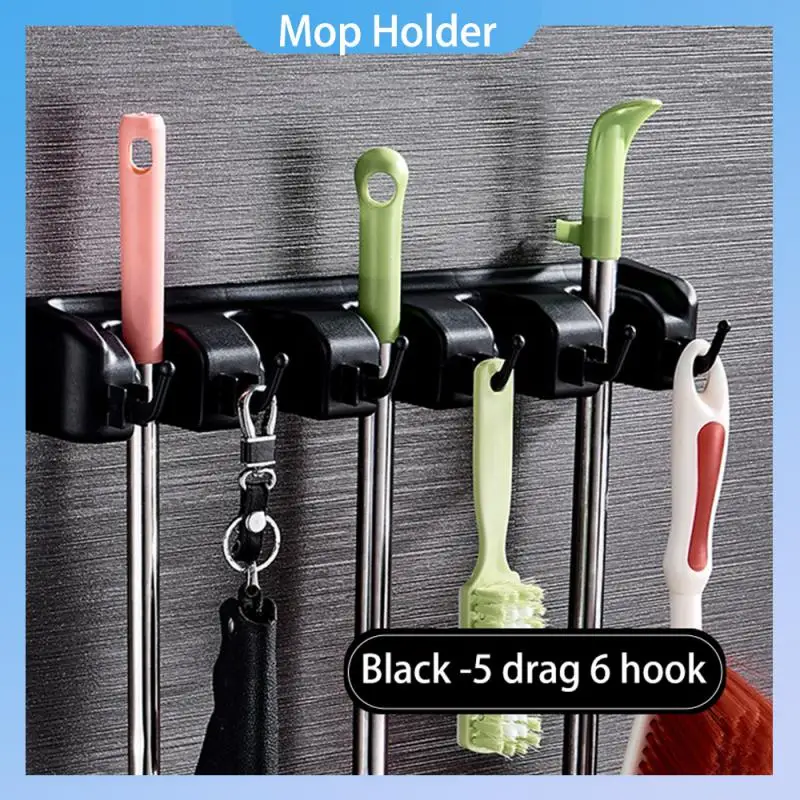 

Adhesive Multi-Purpose Hooks Wall Mounted Mop Organizer Holder Rack Brush Broom Storage Hanger Hook Kitchen Bathroom Strong Hook