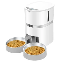 automatic cat feeder pet food dispenser for cat small dog with two way splitter double bowls up to 6 meals with voice recorder
