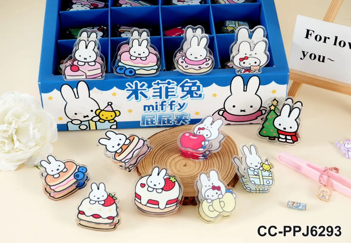 Фото Новый акриловый зажим Kawaii Miffy с высококачественным дизайном в стиле аниме для ежедневников и блокнотов №2