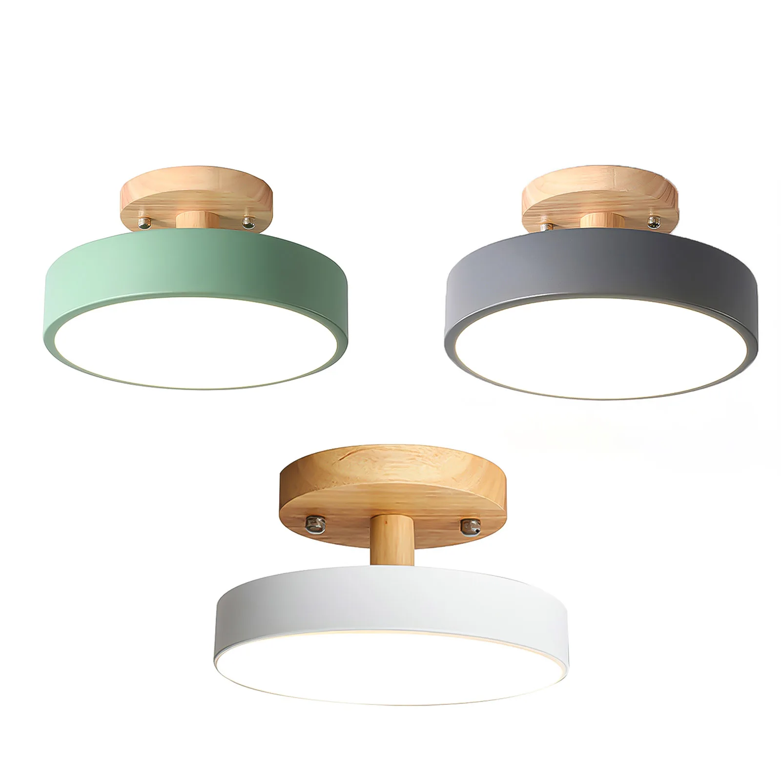 

Nordic Style Aisle Light Ceiling Light Round Shape Wooden Base Ceiling Lamp With Wooden Light Base Acrylic Lampshade For Home