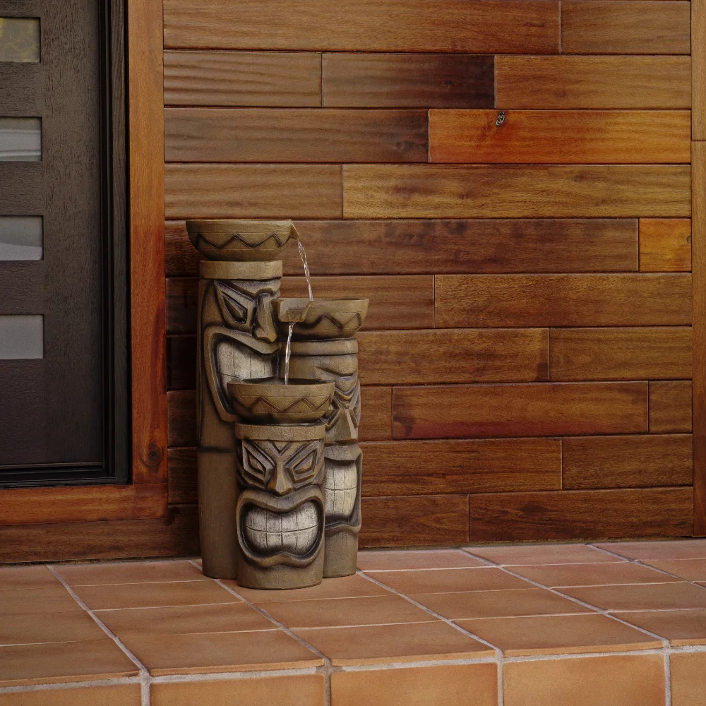 

Alpine Corporation 29" Outdoor 3-Tier Tiki Fountain with LED Lights