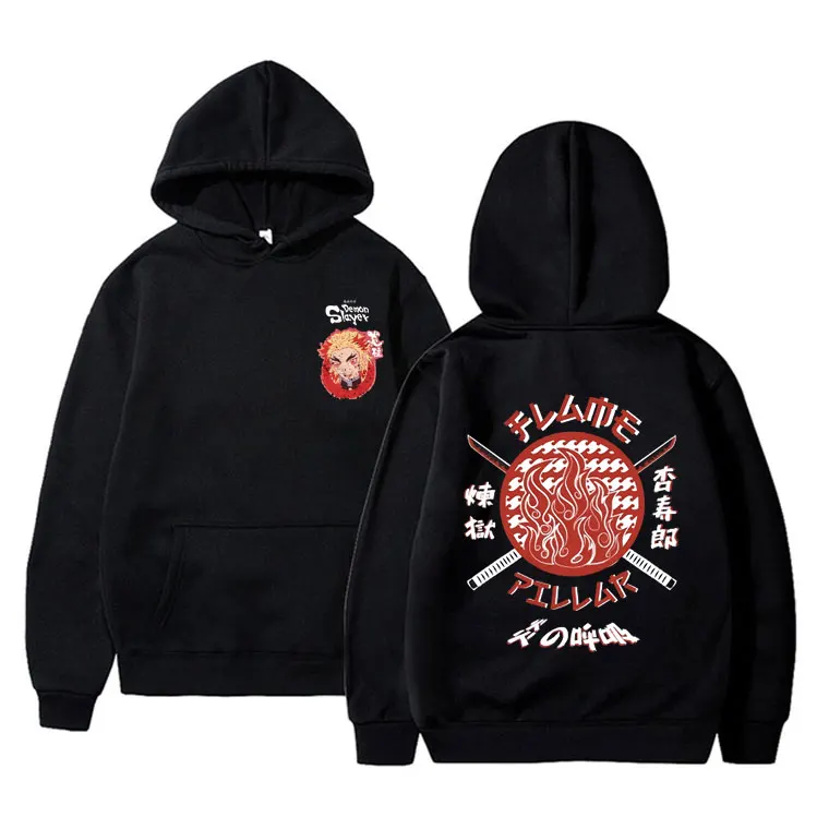

Ulzzang Cosplay Men Women Manga Oversized Hoodie Japanese Anime Demon Slayer Hoodies Rengoku Shinjurou Graphic Print Sweatshirt