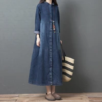 2022 spring and autumn loose style denim long sleeved dress for women