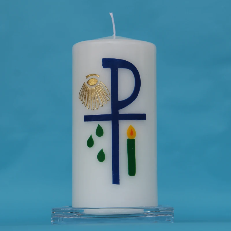 Религиозная свеча из парафина без запаха ручная работа украшенная семейная