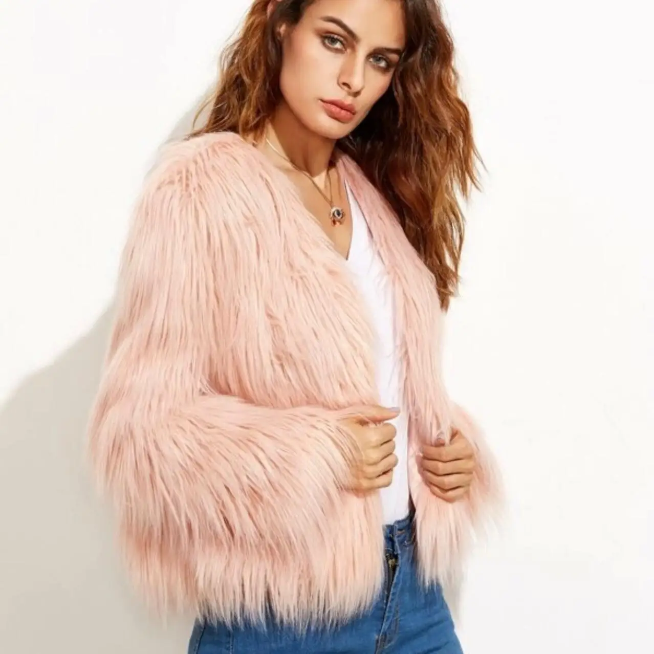 Faux Fur Coat Women 2022 Autumn Winter Fashion Faux Fur Peacock Jackets Female Casual Warm Loose Coat Chic Long Sleeve Outwear