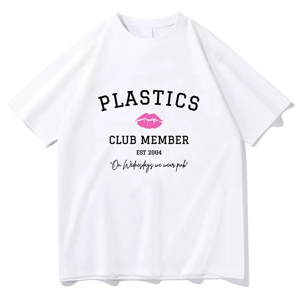 MeanGirls on Wednesday Wear Розовая футболка Plastics Club Member Футболка с принтом Ropa Mujer Хлопковые