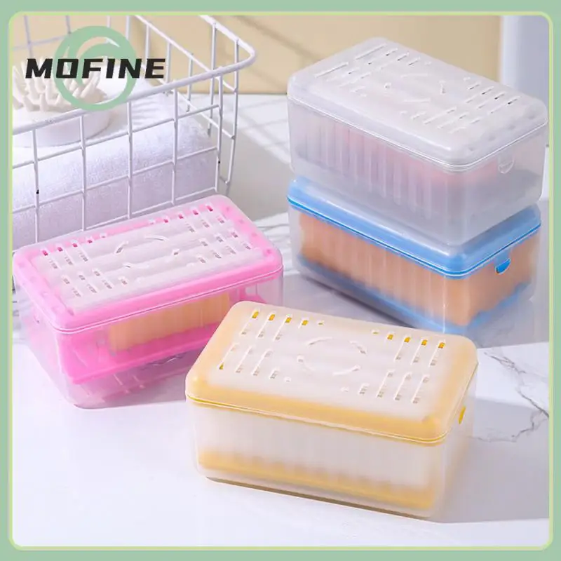 

Multifunctional Frother Soap Box Bottom Hollow Design Hand-free Sparkling Soap Boxes Pink Built-in Spring Portable Soap Box 105g