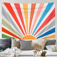 dorm living room boho wall hanging vintage sun tapestry rainbow sunrise sunset retro tapestry abstract art print office