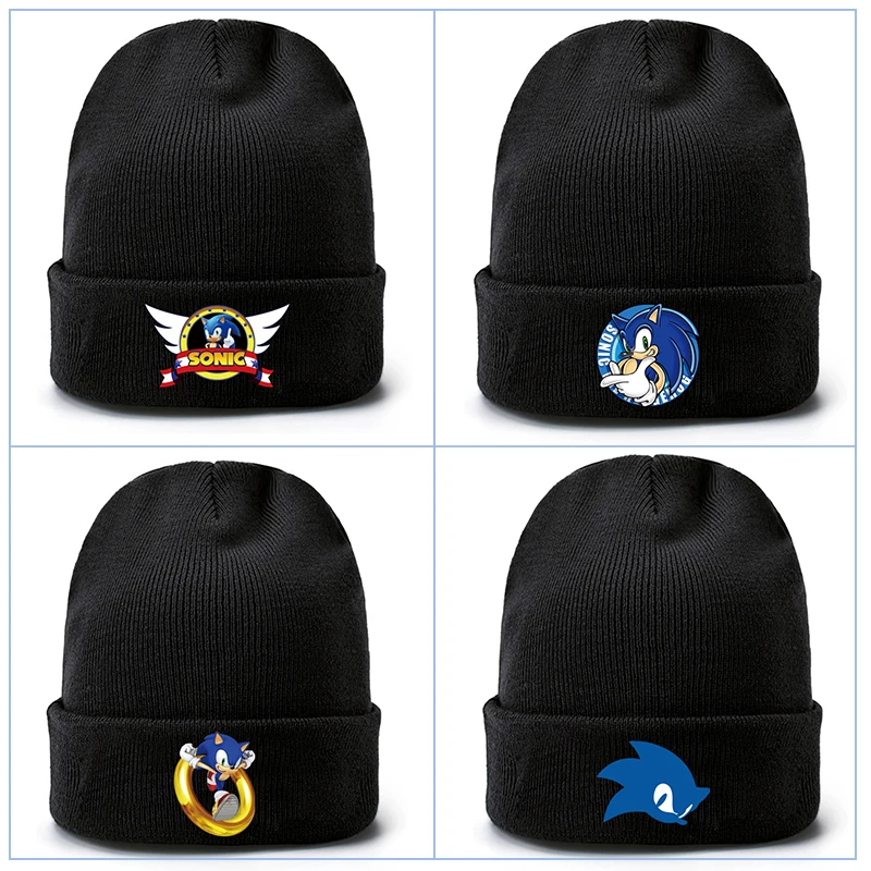 

Sonic the hedgehog Anime Beanie Unisex Knitted Hats Cute Slouchy Warm Cap Cartoon Winter Soft Headwear Hat for Men Women