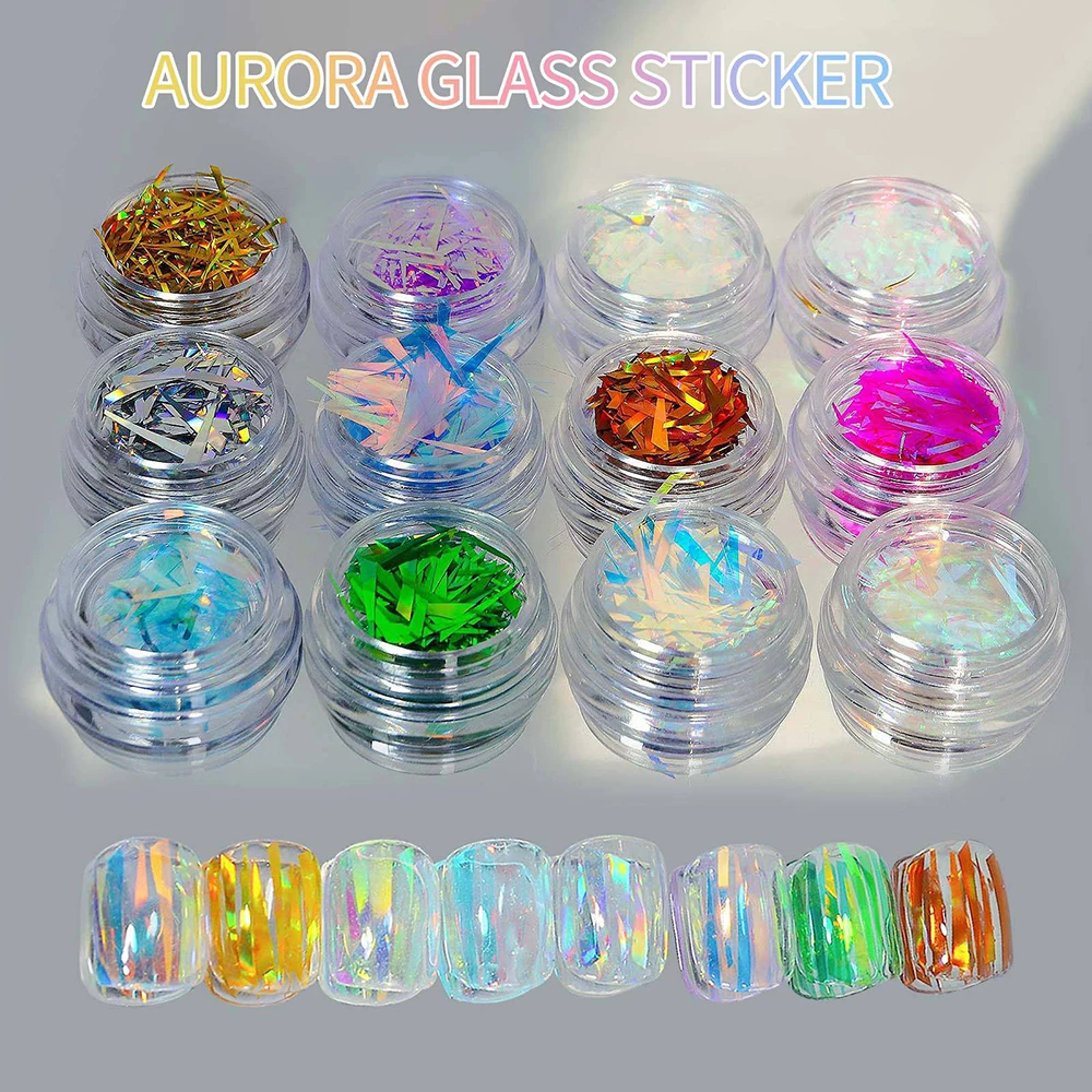

Nail Aurora Spirit Fragments Irregular Cellophane Laser Net Red Sticker Cut Free Nails Art Materials Stylist Decoration Supplies