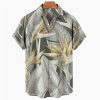 mens new casual shirt summer turn down 3d coconut tree pattern short sleeve fashion t shirt vacation beach man shirts tops