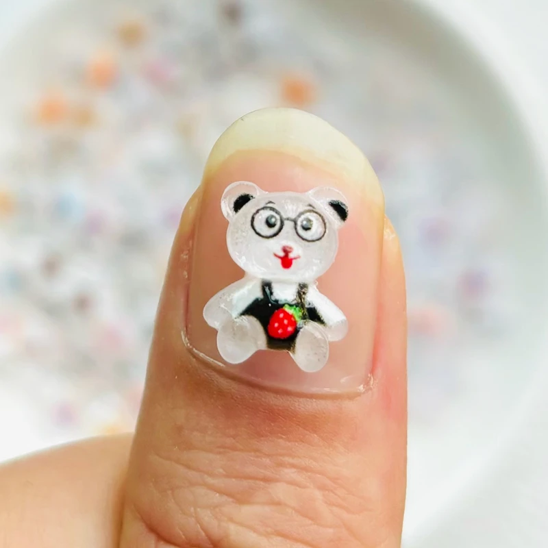 50 шт. новые милые маленькие Мультяшные очки с маленьким медведем из смолы плоским