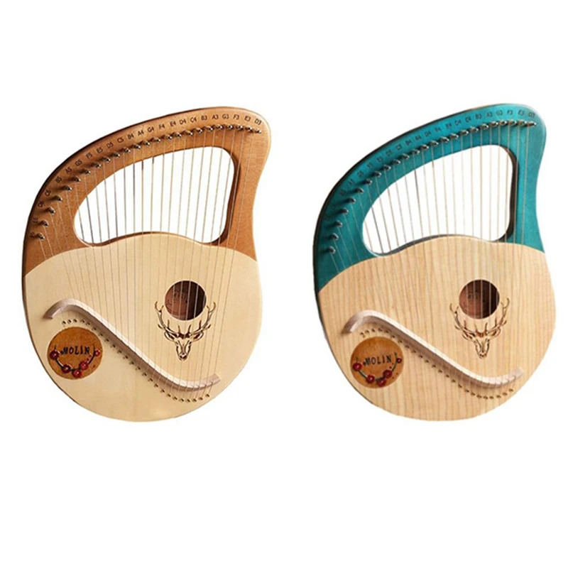 

Lyre Harp, греческая скрипка, 24-струнный Деревянный инструмент Lyre, с ключом для настройки, для любителей музыки начинающих и т. д.