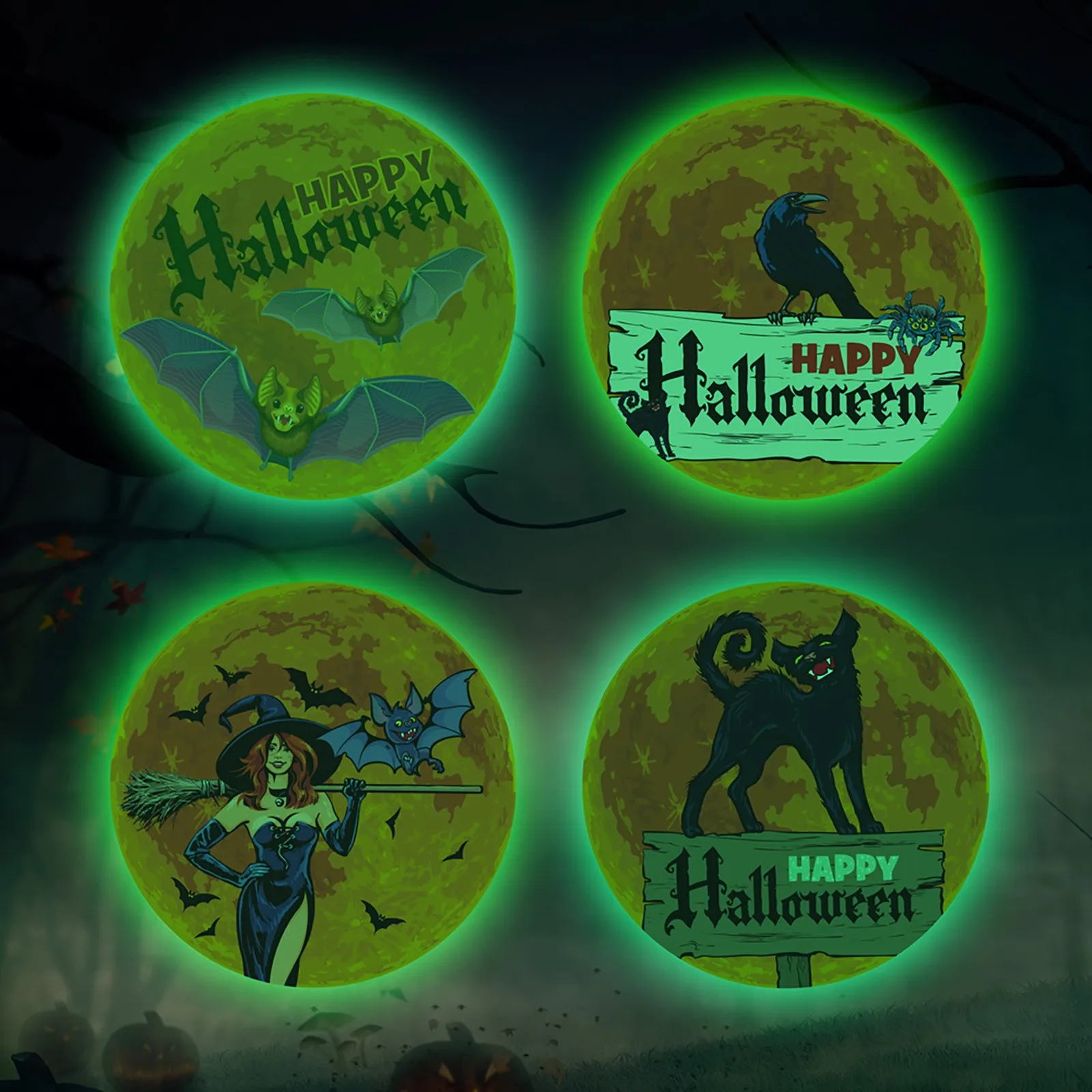 

Halloween Crow Luminous Luminous Moon Festival Wall Sheet Decor for Bedroom Fancy Mirrors for Wall Decor Gold Mirror Vinyl