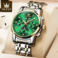 olevs automatic watches for men mechanical luxury classic stainless steel wristwatch date waterproof luminous pointer gift box