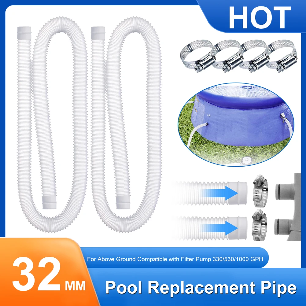 

Pool Replacement Hose 32mm Diameter Pool Filter Replacement Hose for Above Ground Compatible with Filter Pump 330/530/1000 GPH