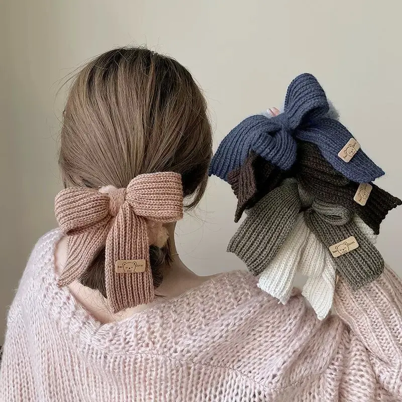 

1PC Super Cute Plush Bowknot Hair Rope Cute Girl Large Intestine Circle Head Rope Rubber Band Headdress Gift Autumn And Winter