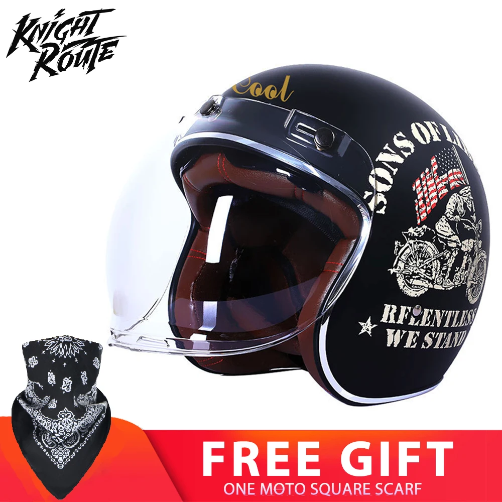 

Мотоциклетный шлем для мужчин, винтажный полушлем с открытым лицом в стиле ретро, для кафе, квадроциклов, скутеров