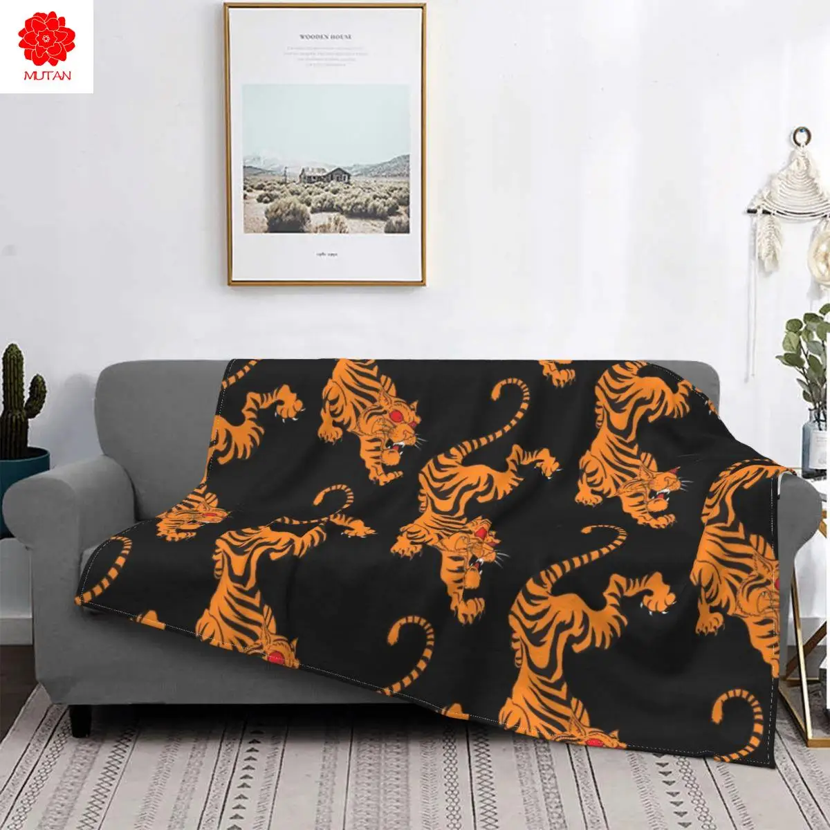 

Одеяло с принтом тигра, плюшевое теплое покрывало из кораллового флиса с принтом джунглей и хищников, для кровати, офиса, постельных принадл...