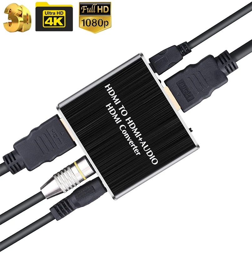 

4K x 2K HDMI to HDMI and Optical TOSLINK SPDIF+3.5mm RCA R/L Stereo Audio Extractor Converter HDMI Audio Splitter Adapter For TV
