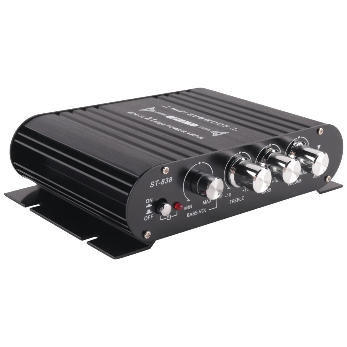 ST-838 усилитель HIFI 2 1 каналов автомобильный MP3 мини-усилитель AUX вход регулировка