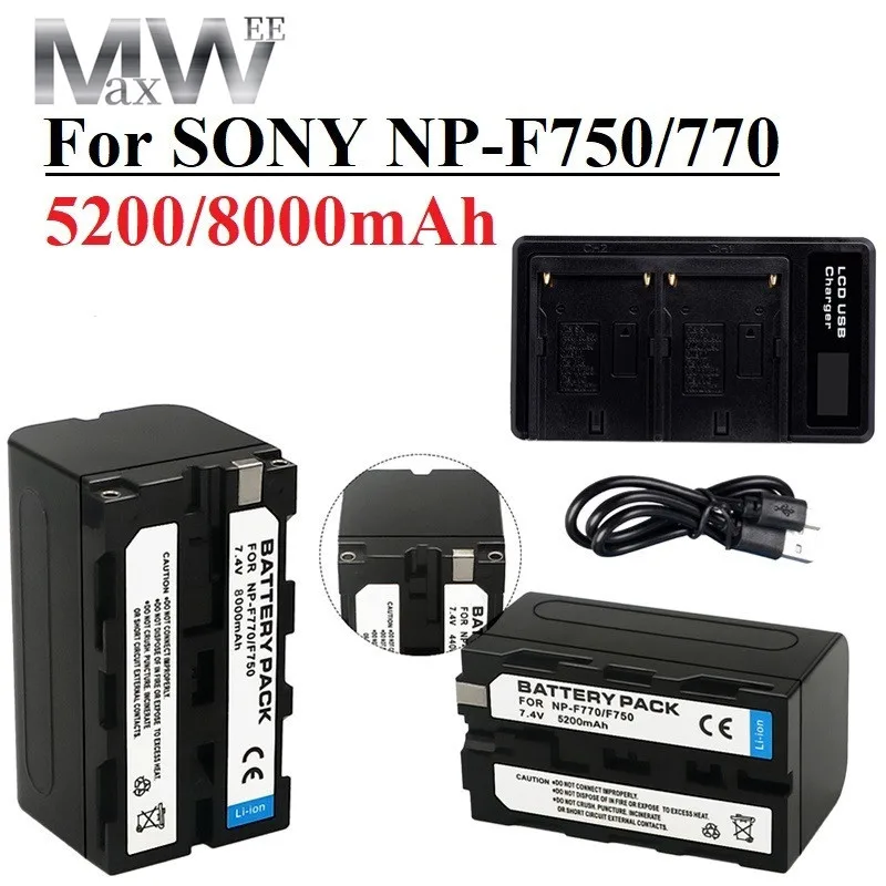 

MaxWee 5,2/8.0Ah USB-выход для Φ NP F770 np f750 Аккумуляторы для Sony NP-F770 NP-F750 NP-F530 NP-F570
