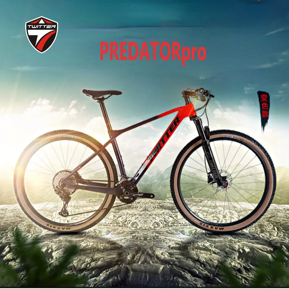 

New TWITTER bycycle for men PREDATOR 27.5/29er Carbon Fiber Mountain Bike XC Lever GX- 12Speed Bucket Pump 12*148mm Disc Brake