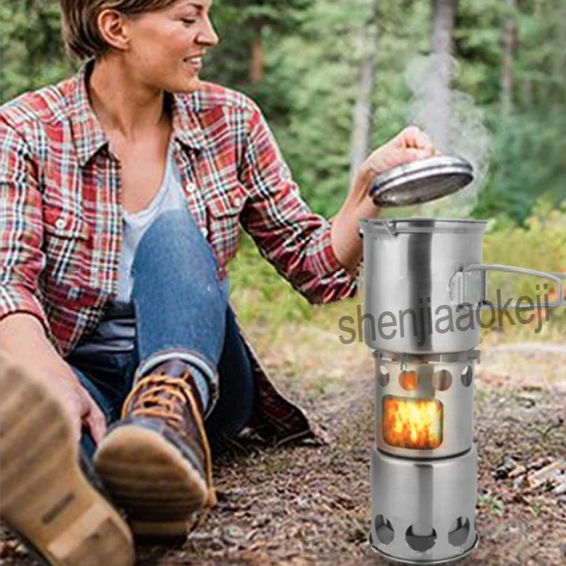 Многоцелевая походная гриль-печь из нержавеющей стали уличная ветрозащитная