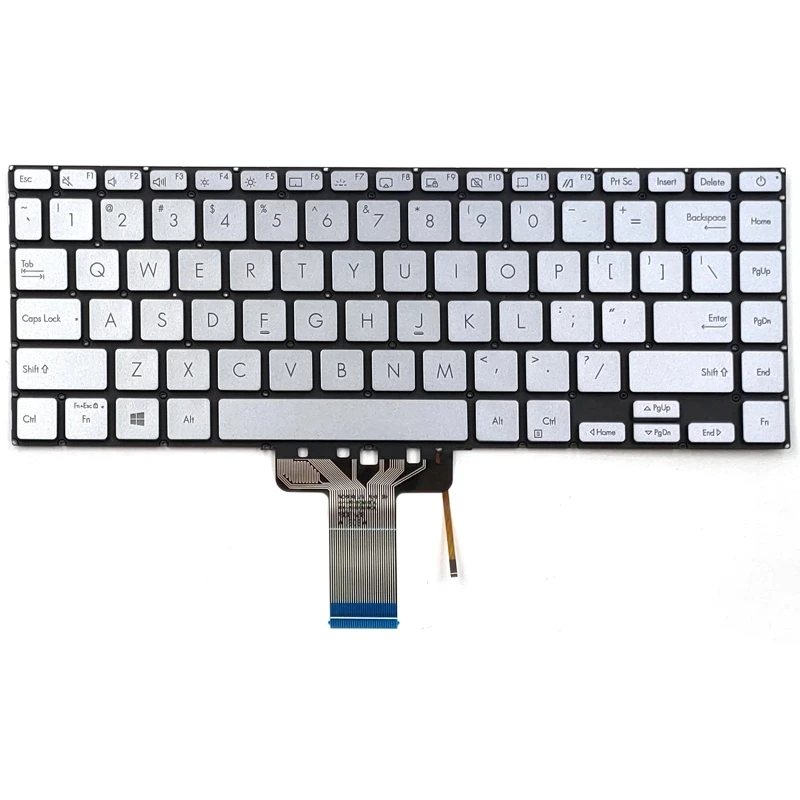 KBHUB США Клавиатура для ноутбука с подсветкой для Asus ZenBook 14 UX434IQ Silver (art.: 3920cd18bba00) - 3920cd18bba00