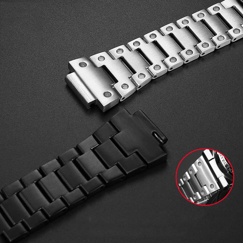 16mm Stainless Steel Watchband Wrist Belt Bracelet Silver For G-Shock GM110 GM-110B GM-110G Watch Accessories