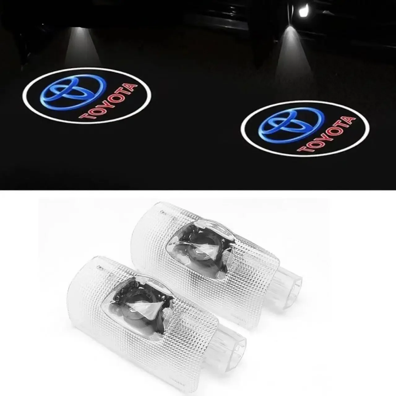 

2 шт. светодиодный светильник для двери автомобиля с логотипом для Toyota Camry Highlander Land Cruiser Prado Avalon Reiz Rav4 Crown CHR, аксессуар