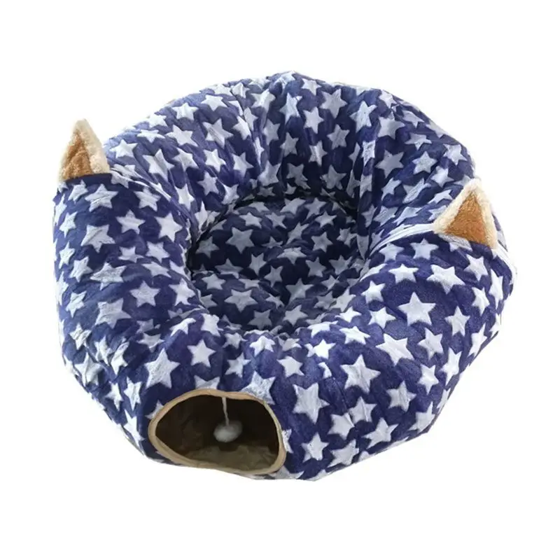 

Cat Dog Tunnel Bed with Cushion Tube Toys Plush Large Diameter Longer Crinkle Collapsible 3 Way for Cats Kittens Puppy Outdoor