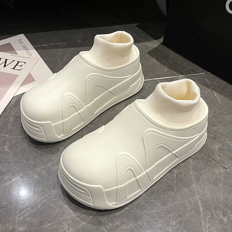 

Winter Women Fur Slippers Platform Waterproof Warm Plush Slides Indoor Home Household Thick Sole Footwear Non-Slip Socks Shoes