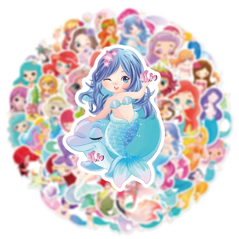 

10/50PCS Q Version The Little Mermaid Stickers Cartoon Disney Sticker DIY Guitar Laptop Luggage Fridge Decals Party Toy for Kids