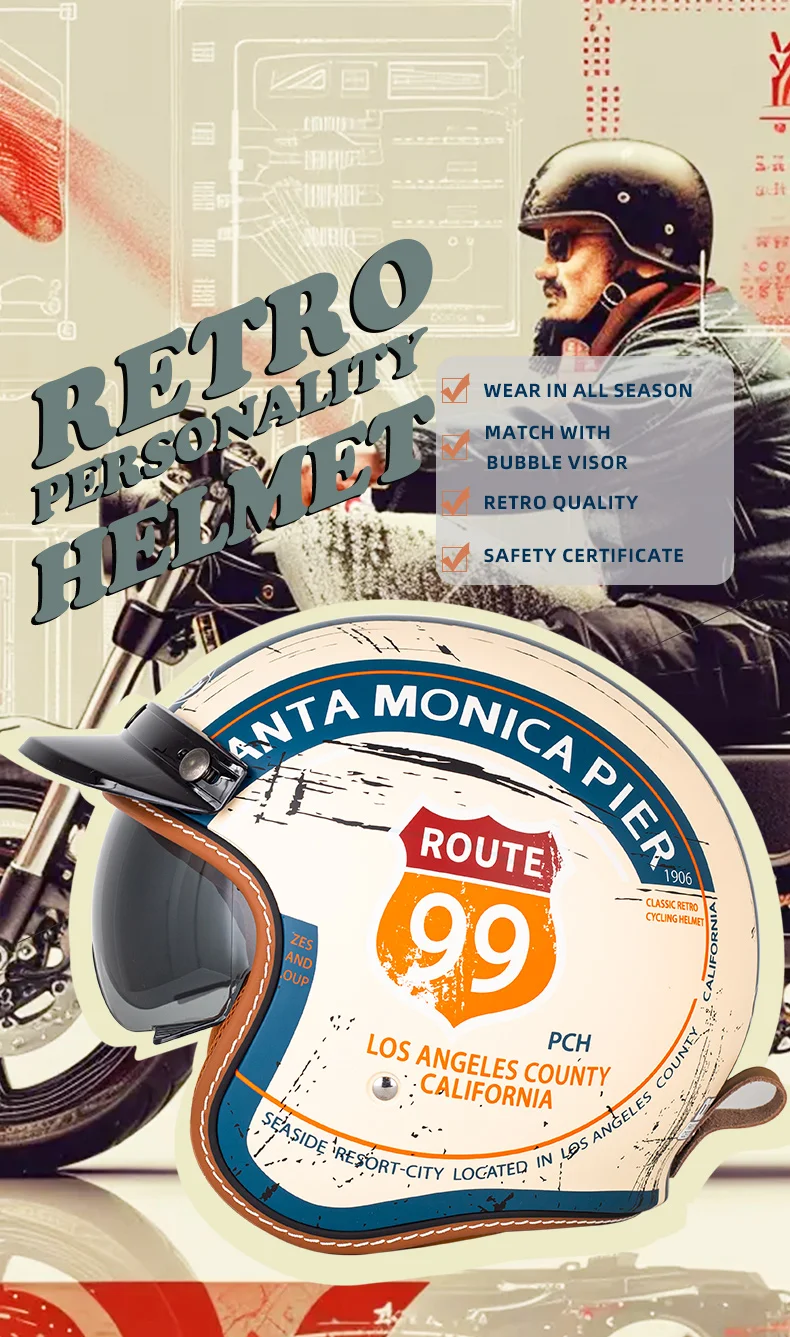 Винтажный мотоциклетный шлем Harley Летний для поездок на открытом воздухе