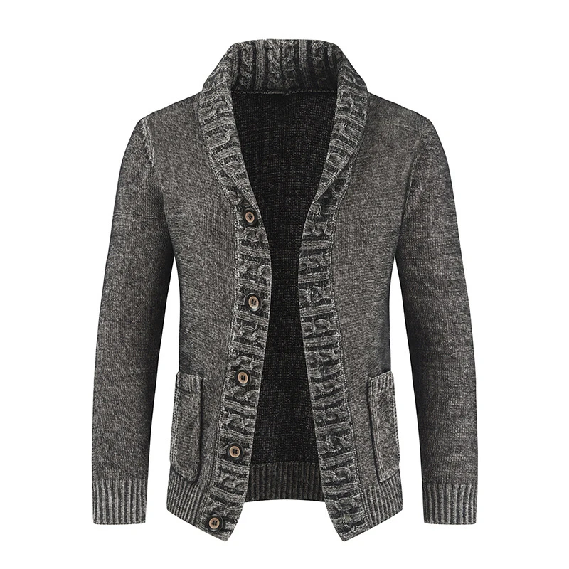 

Autumn Winter Single-Breasted Men Sweater Casual Style Long Sleeve Turn Down Collar Knitted Sweaters Cardigan Warm Sweatercoat