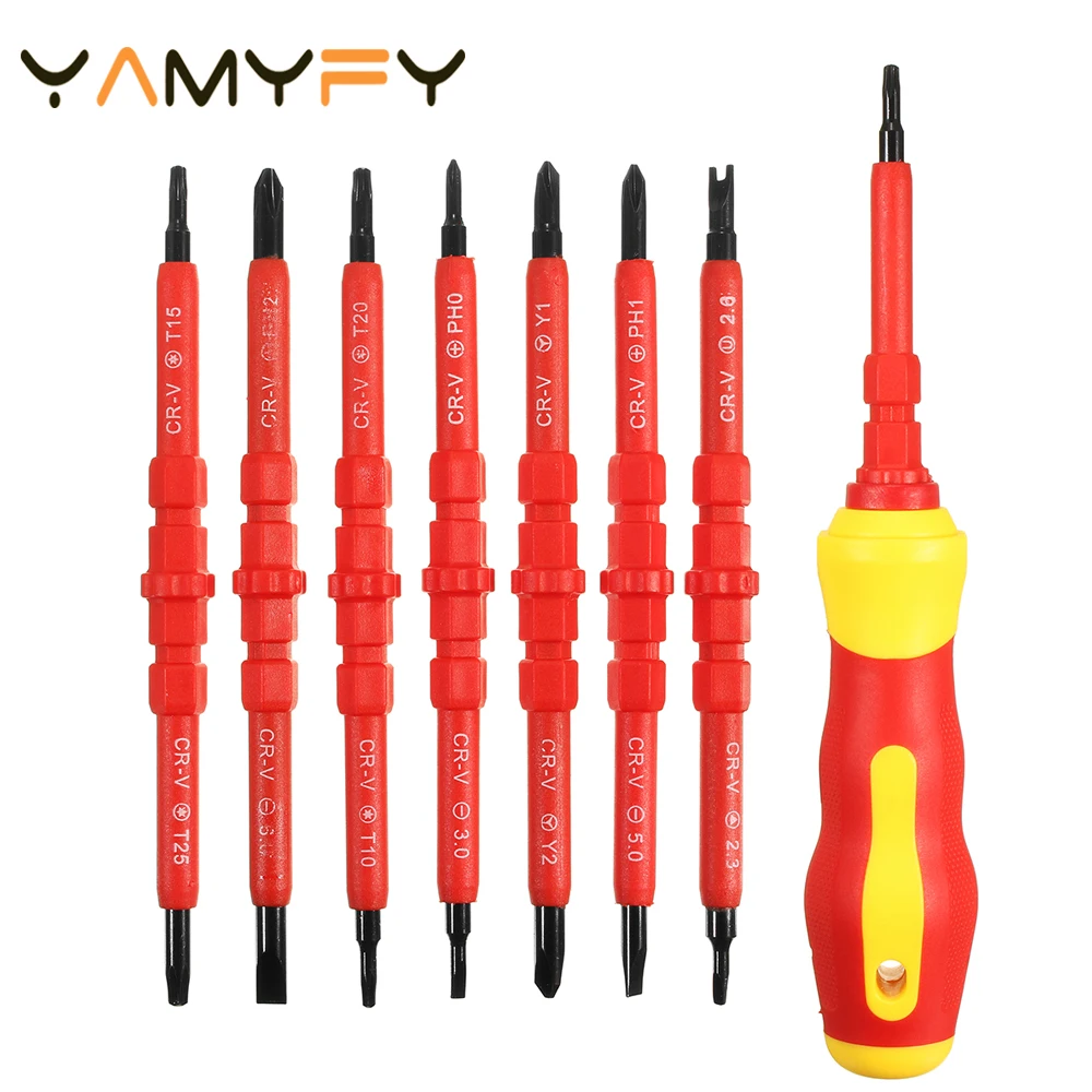 

7 PCS Insulated Electric Screwdriver Set Multi-purpose Electrician Insulated Magnetic Electrical Hand Screwdriver Repair Tool Se