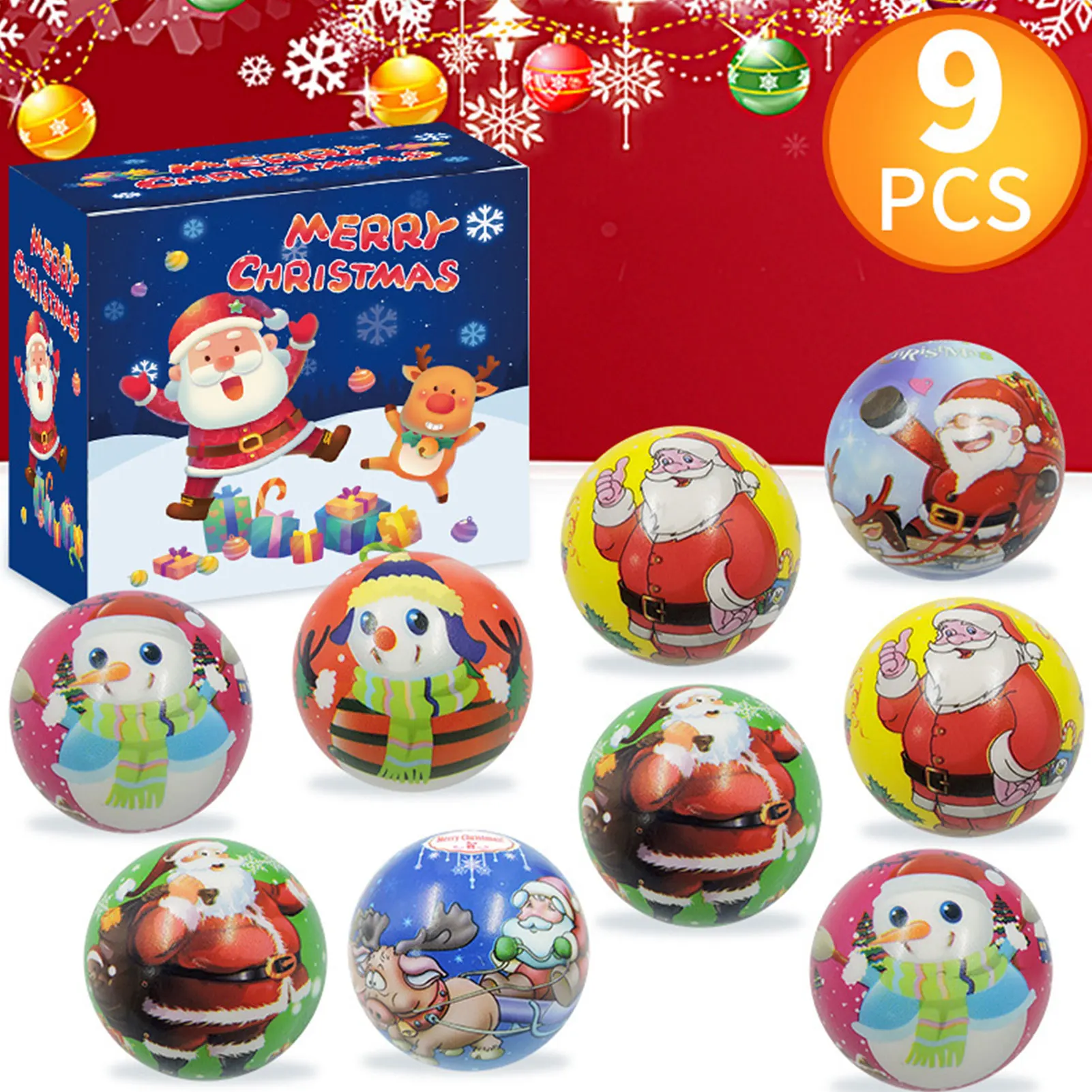 

6pcs Stress Balls Christmas Decompression Ball Soft Foam PU Squeeze Squishy Balls Christmas Toys For Kids Children Adults