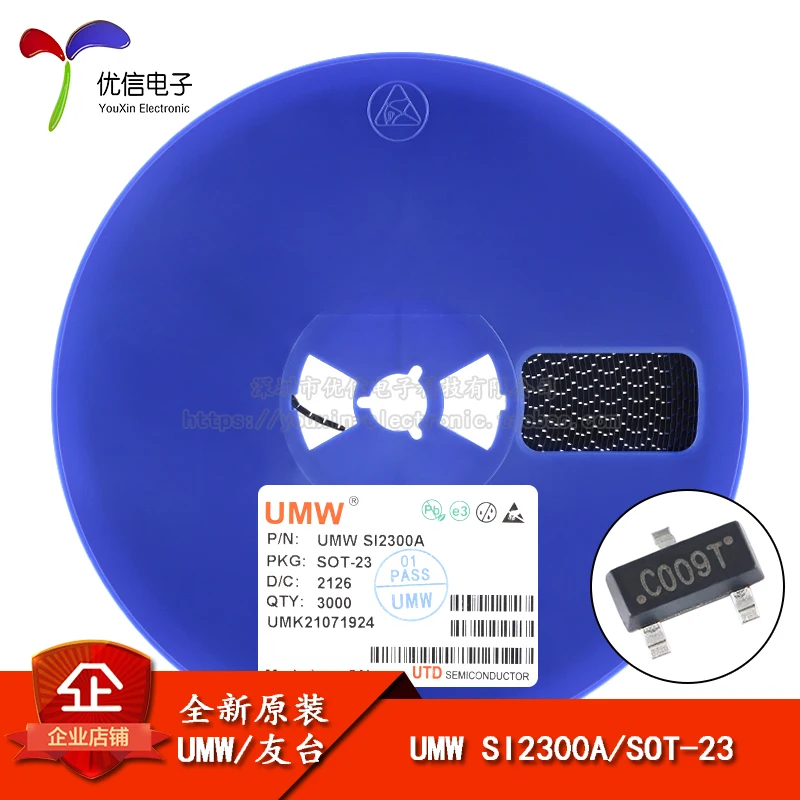 

Подлинный UMW SI2300A SOT-23 20V/6A N-channel MOS (трубка с полевым эффектом) чип