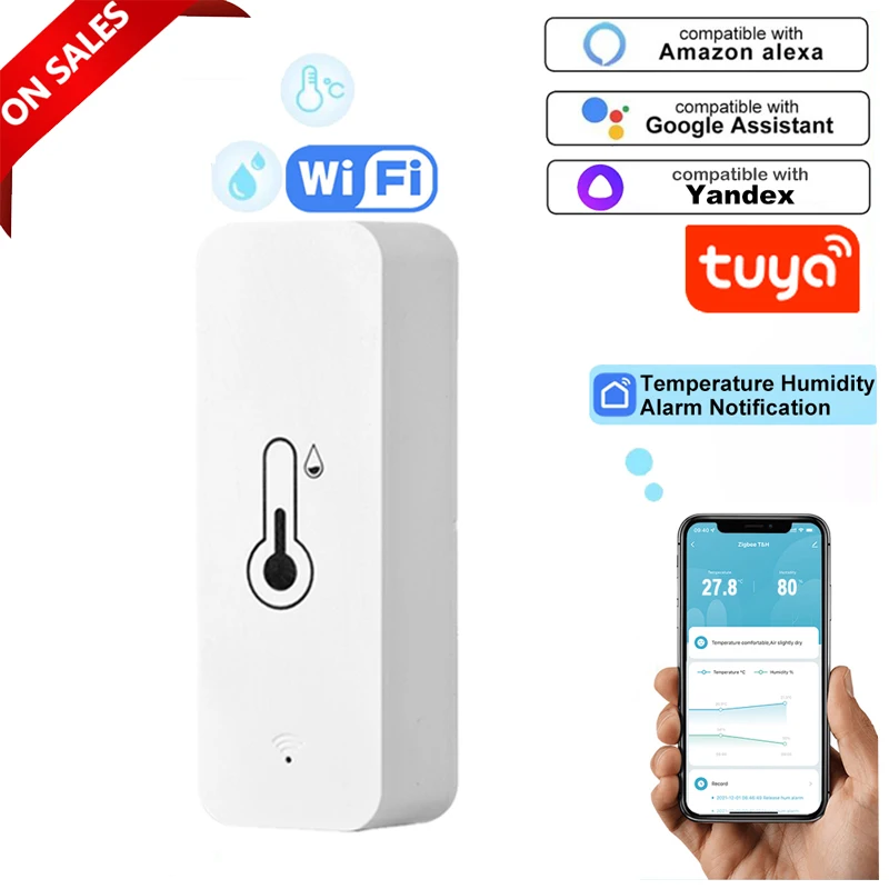 

AUBESS Tuya WiFi Temperature And Humidity Sensor Indoor Hygrometer Controller Monitoring Works With Alexa Google Home Smart Life