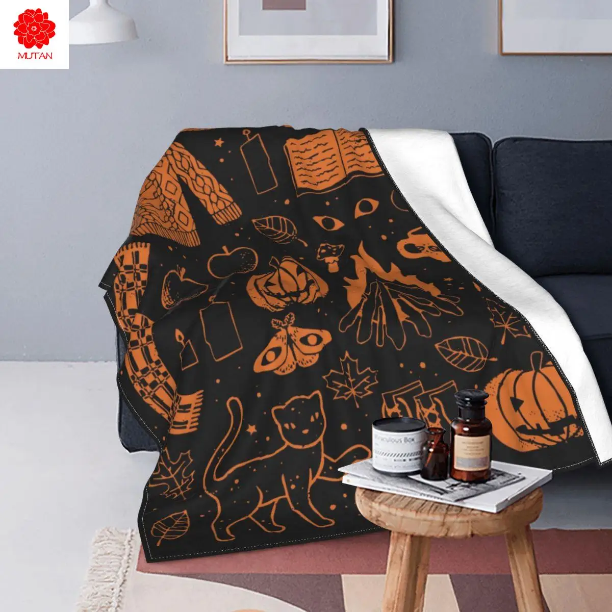 

Autumn Nights Halloween Blankets Flannel Decoration Pumpkin Multi-function Ultra-Soft Throw Blanket for Bedding Bedroom Quilt