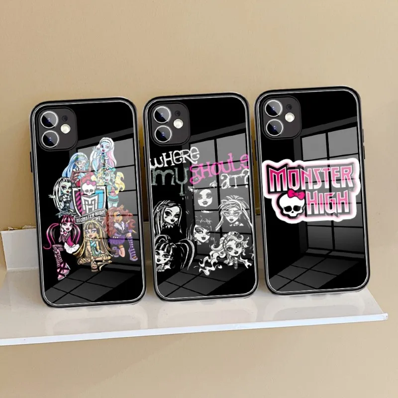 

M-Monster Anime High Skull Phone Case glass 14 13 11 12 Pro 8 7 Plus X 13 Pro MAX XR XS MINI Black Covers
